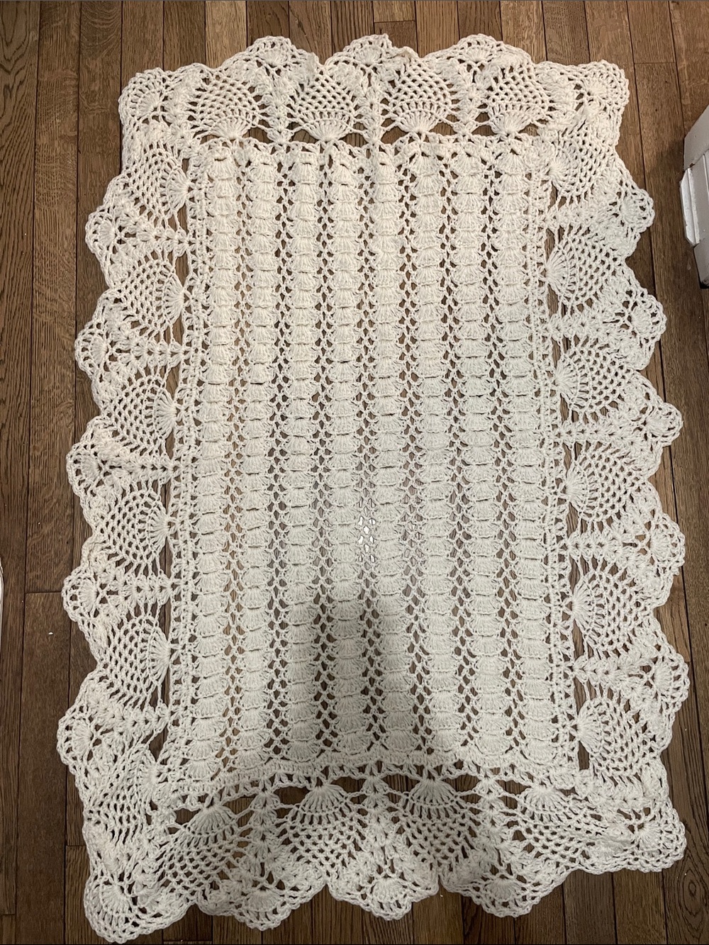 Handmade Crochet Lace Baby Blanket - Cream